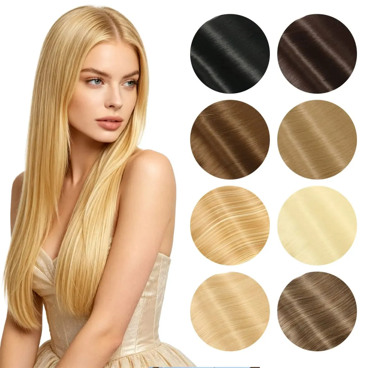 Synthetic 5 Clips in one piece hair extensions 22inch long straight clip in hair for women girls daily party holiday