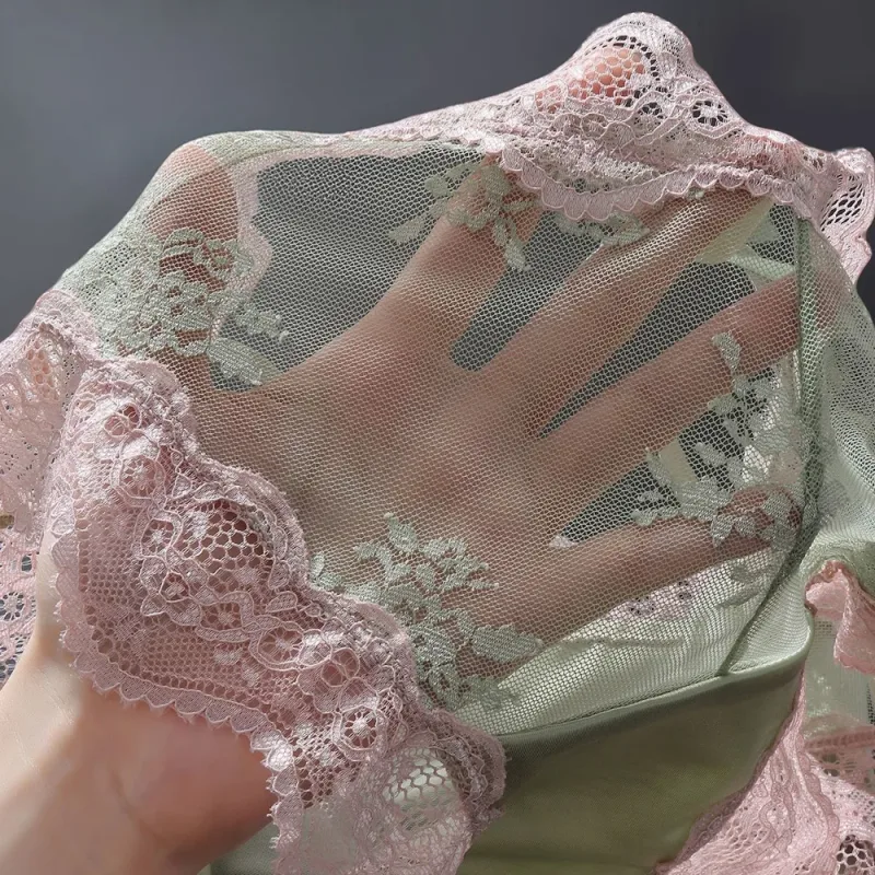 Men Triangle Panties Lace Trim Butterfly Knot Flower Pattern Manipis Super Kumportable U Bulge Pouch Breathable Transparent Underwe