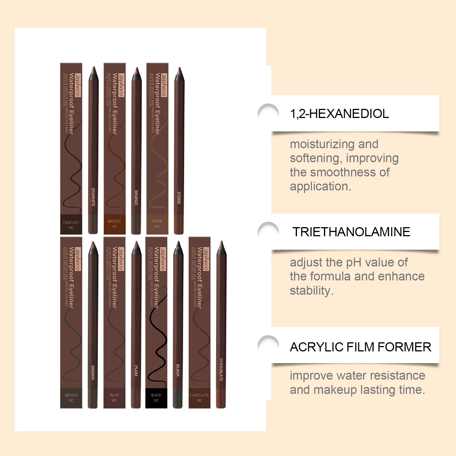 Smooth Creamy Gel Eyeliner Pencil Collection - Waterproof Long-Lasting No Smudging Professional Eye Makeup