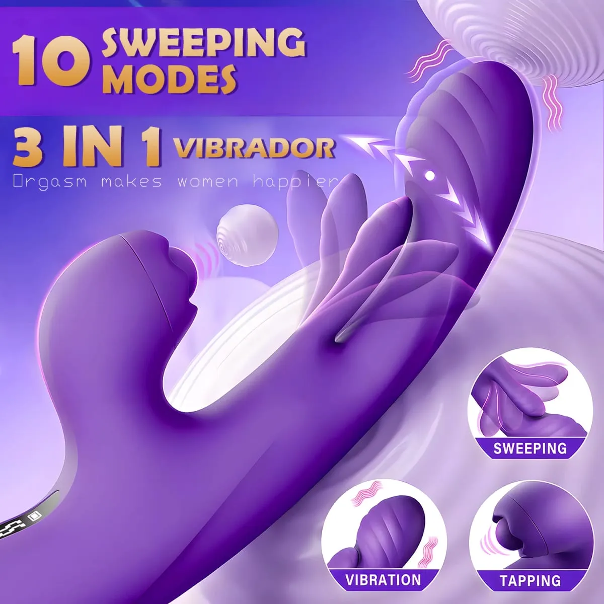App Control Rabbit 3 IN 1 Tapping Flapping Vagina Vibrator for Women Wiggle Tongue G-Spot Masturbator Adult Sex Toys for Women