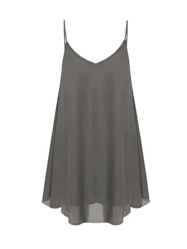 Women Plus Size Sleeveless Dress Fashion Solid Color Comfortable Daily Wear Dress