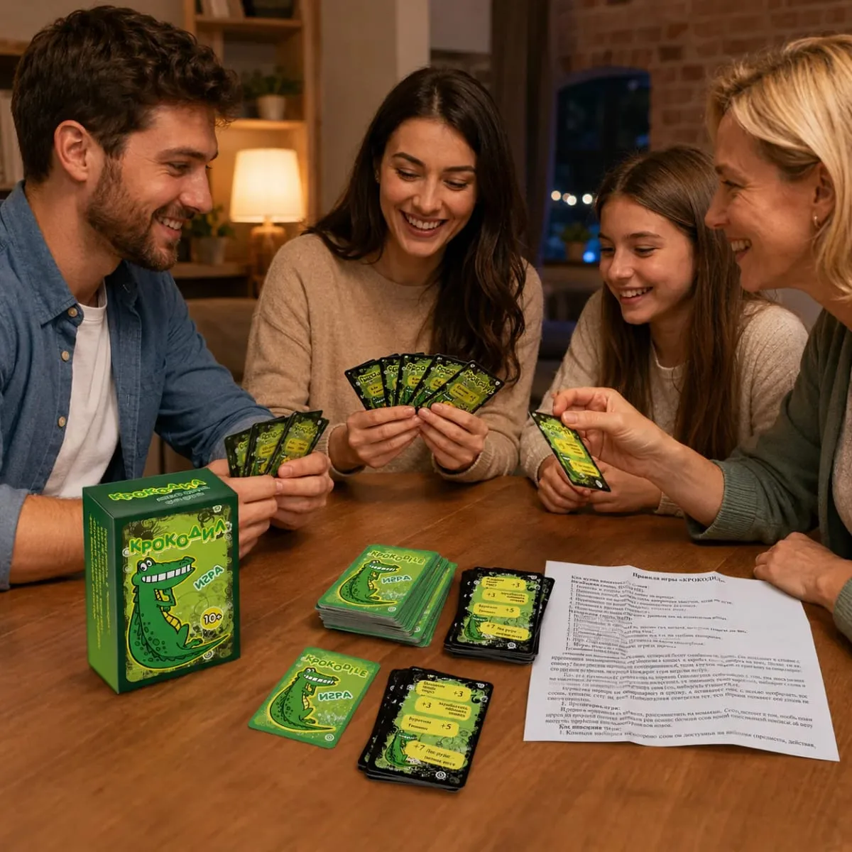 Crocodile Russian Version Card Game 216PCS Word Guessing Charades Party Game with Cards Rules Ages 10+