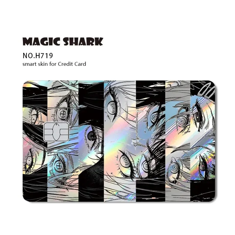 Magic Shark Cool Anime Cool Holographic Laser Shinny Film Skin Sticker Cover for Bank Credit Debit Card