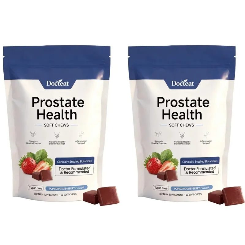 Docteat Prostate Health Gummies with Vitamin C Sugar-Free Pomegranate-Berry Flavor Immune Balance Antioxidant Support 60 Gummies