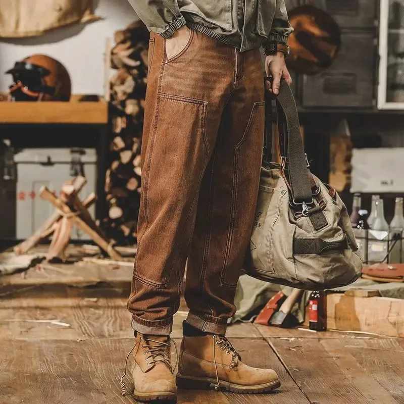Mens Clothing Retro Tooling Pants Men's Loose Straight Men's Jeans 2026 New Trendy Brand Classic Coffee Y2k Baggy Harem Pants