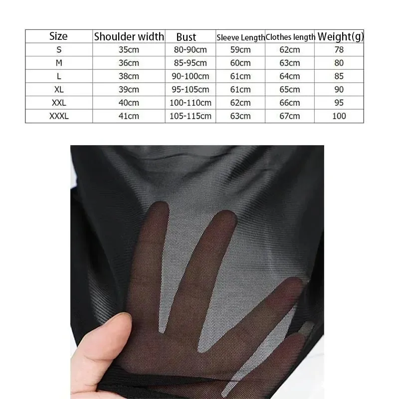 Sexy Women Long Sleeve T-shirt Casual Crew Neck See-through Slim Fit Sheer Tops Tees Y2k Club Streetwear