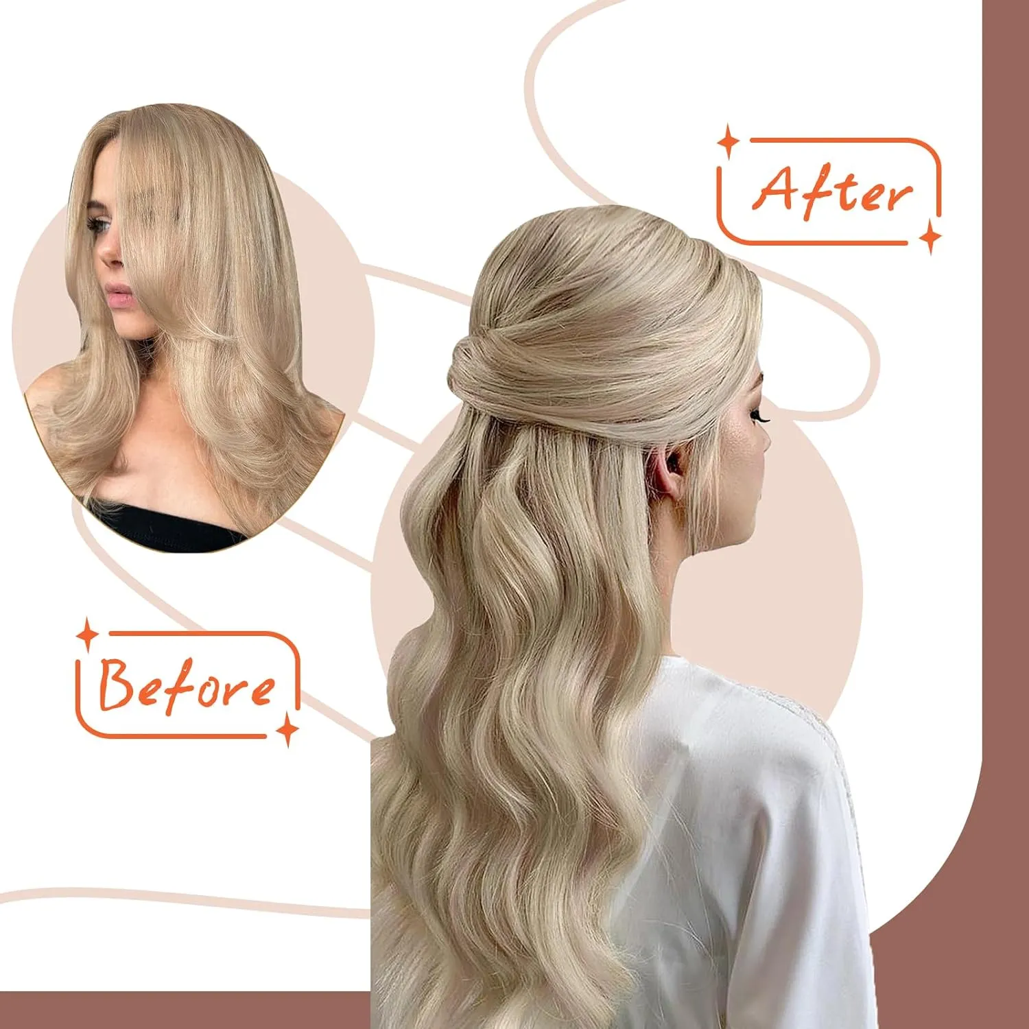 Tape in Hair Extensions Human Hair Highlight Color 18 Ash Blonde and 613 Light Blonde Hair Extensions Tape Ins 20pcs 50g