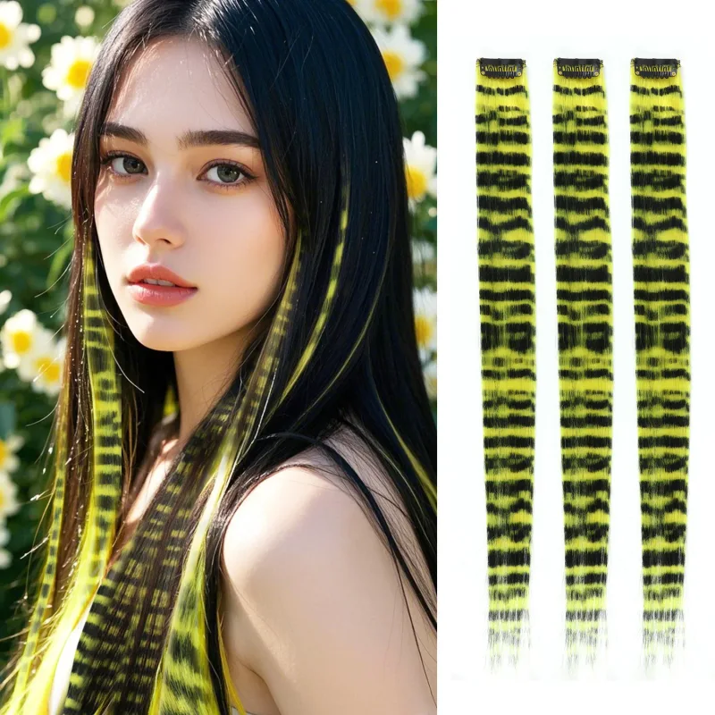 3 pçs/set clipe sintético em extensões de cabelo de penas 18 polegada colorido clipe no cabelo festa de halloween uso para meninas femininas