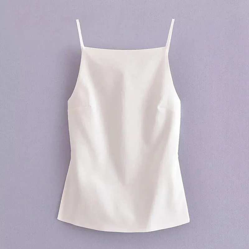 Women Top 2024 Lace Up Backless Camisole Top Women Cheap clothes Sexy Fashion Tanks & Camis Crop top Women White Black top