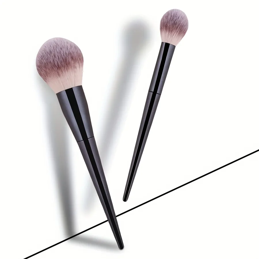 2pcs Professional Makeup Brushes with Large Soft Nylon Bristles & Elliptical/Contour Tips - Compatible for Foundation Blush Po