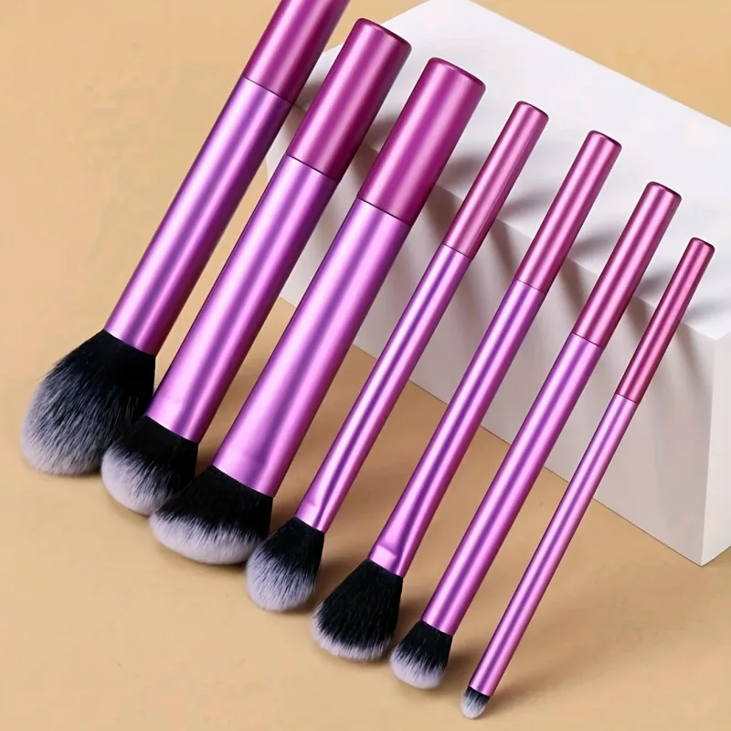 7pcs Pro Makeup Brush Set - Soft Premium Synthetic Hair Make Up Brushes Foundation Blush Eyeshadow Cosmetic Makeup Tools
