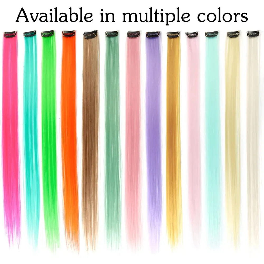 Synthetic Clip In One Pieces Hair Extensions Straight Synthetic Hair Pieces 22Inch Long Ombre Hair Pink Purple Red Blue