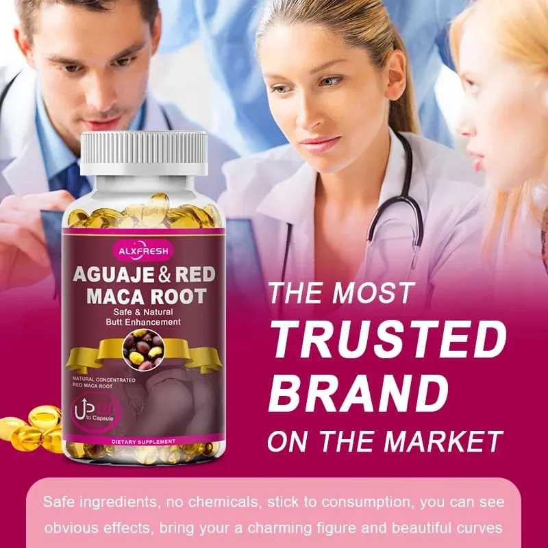 Alexfresh Aguaje Biologico con Estratto di Radice di Maca Rossa - Dose da 1000 mg - Cura dei Glutei per le Donne - Estratto Potente