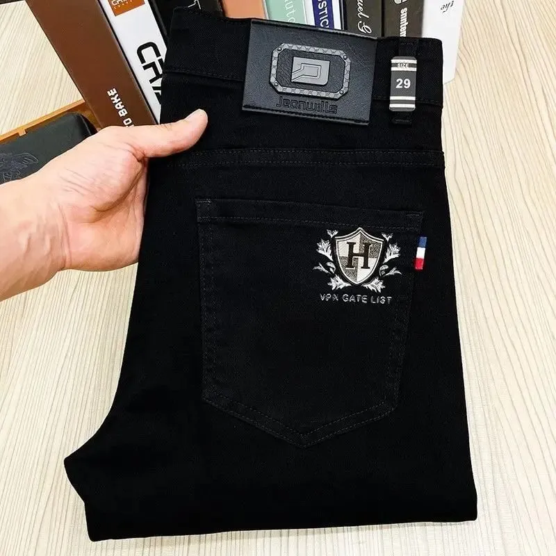 High-end Elastic Waistband Jeans Men's 2026 Spring Summer New Black Elastic Slim Trousers Men's Luxury Jeans for Man Original