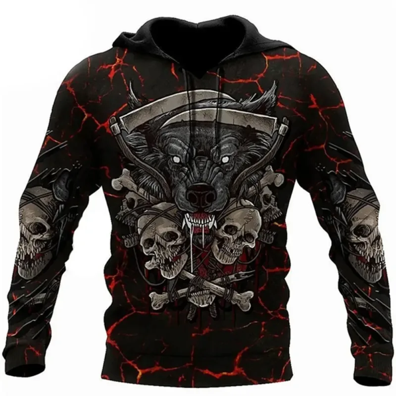 Vintage Skull 3D Print Hoodie Men/Women Casual Fashion Hoodies 2026 Pullover Sweatshirts Oversized Unisex Men Coat