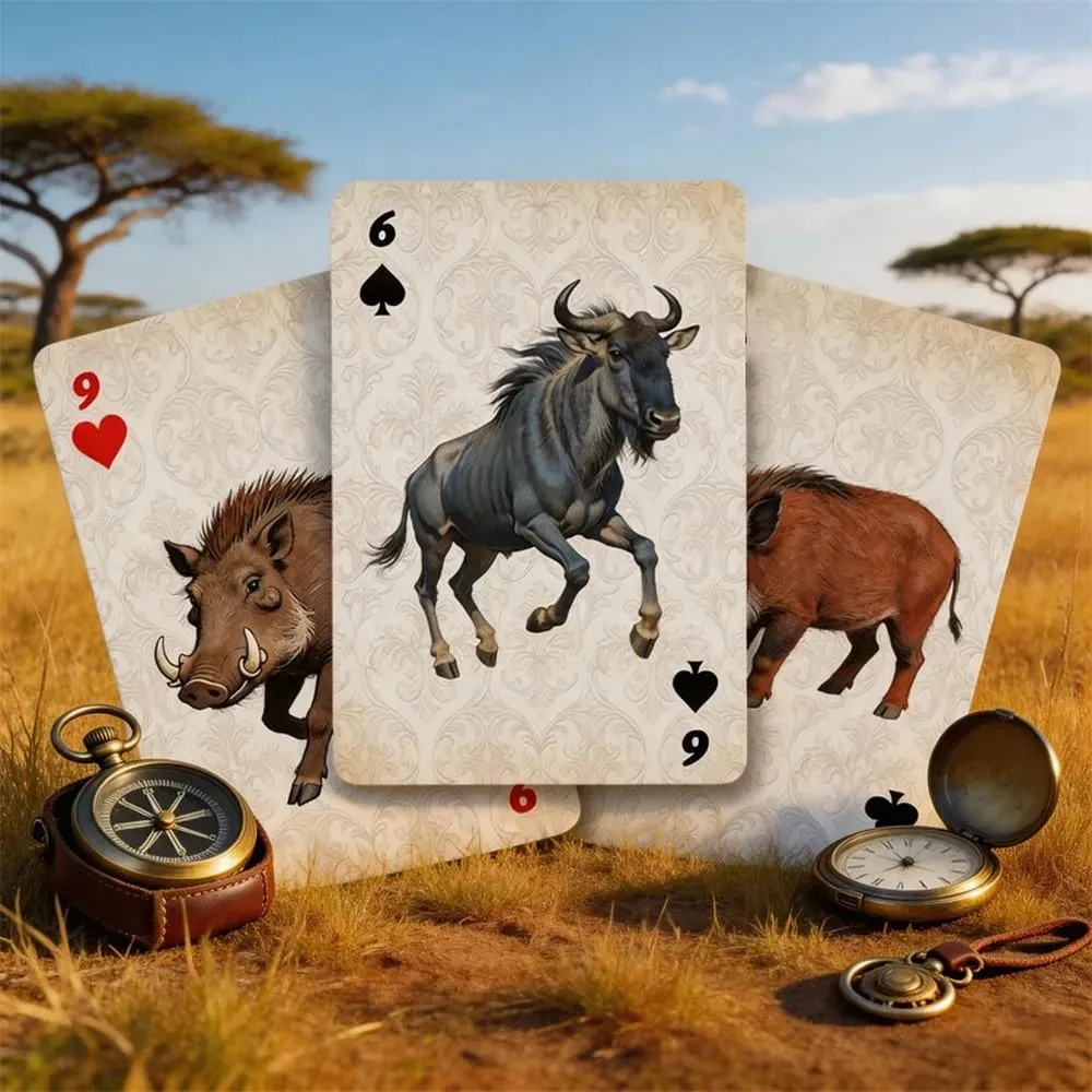 Savannah Animal Playing Cards Premium Paper Deck Smooth Shuffling Poker Cards for Party Board Games and Magic Performance