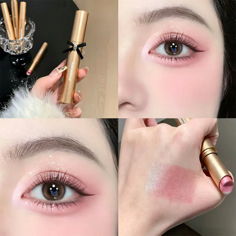 Kakashow Three Color Pearl Glitter Eye Shadow Stick Gradient Delicate Shiny Eyeshadow Waterproof Long Lasting Daily Eye Cosmetic