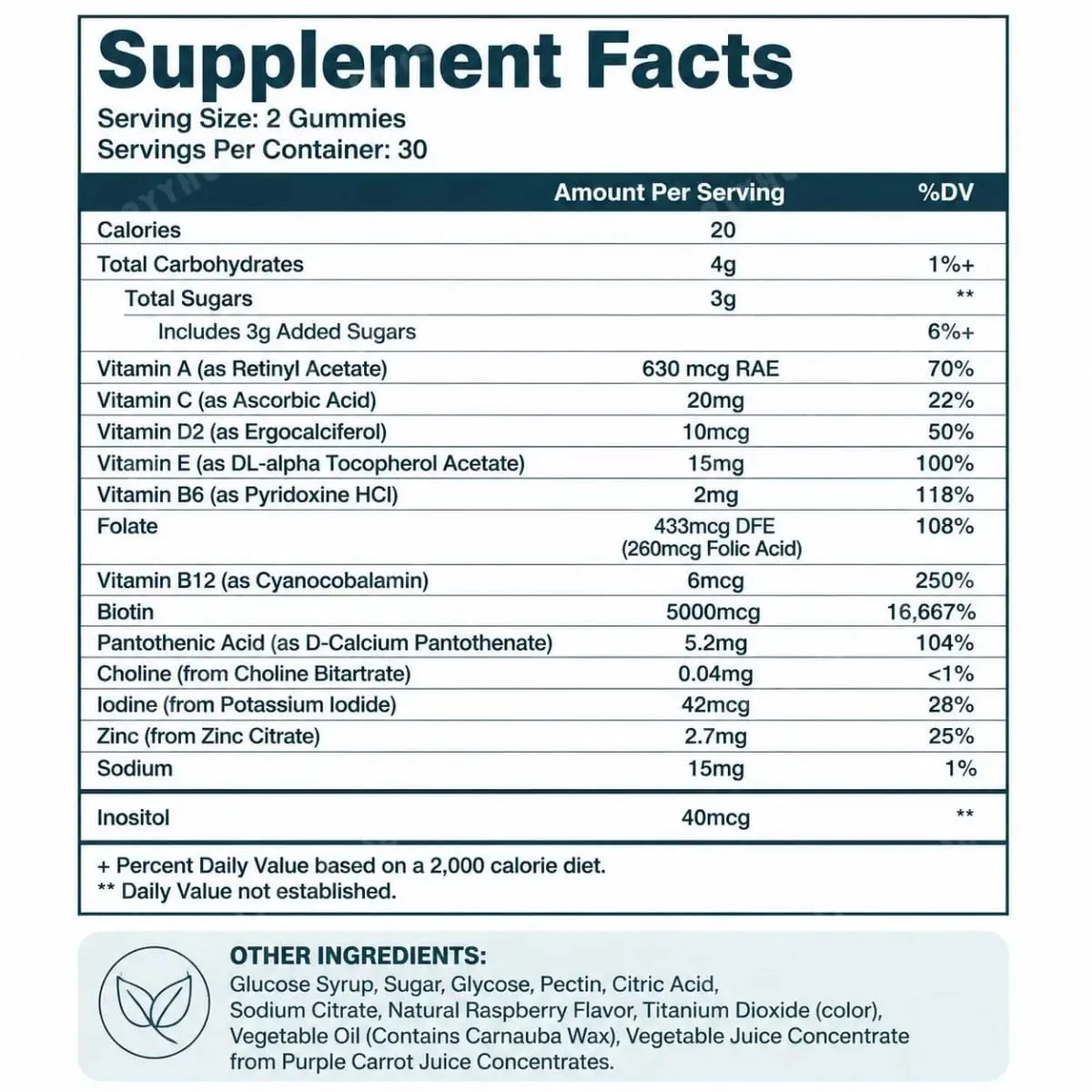 Hair Skin Nails Gummies with Biotin and Zinc Vitamins A C D2 and E Plus B6 and B12 for Radiant Healthy Skin 60 Gummies