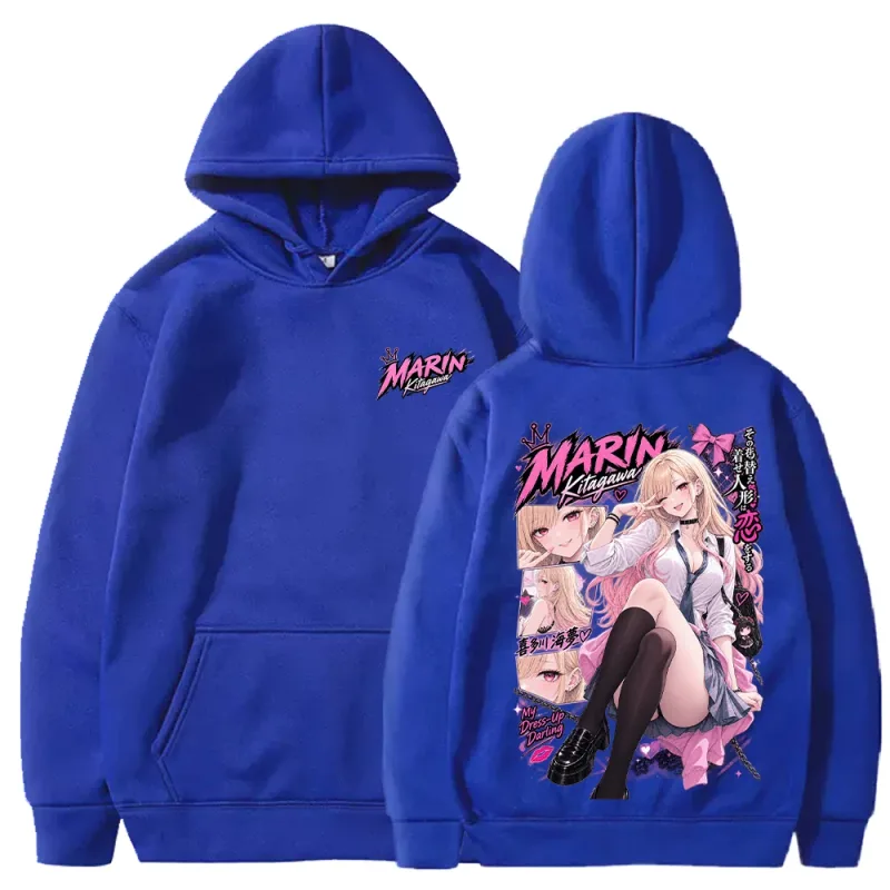 Trendy Anime Marin My‑Dress‑Up Darling Hoodies Harajuku Streetwear Long Sleeve Casual Fleece Hooded Pullover Men Women Clothing