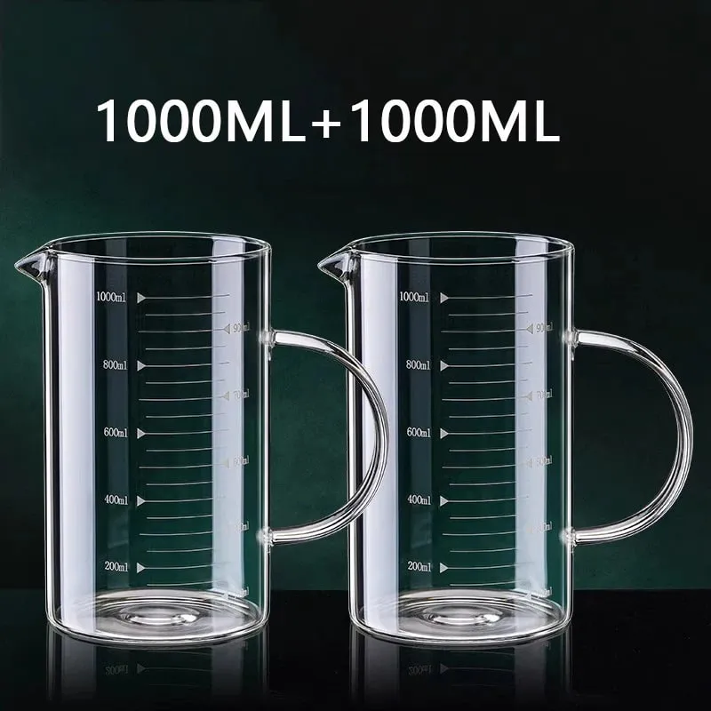 1/2pcs Glass Measuring Cup With Handle Heat-resistant Laboratory Beaker Kitchen Milk Coffe Measuring Mug 250/350/500/1000ml