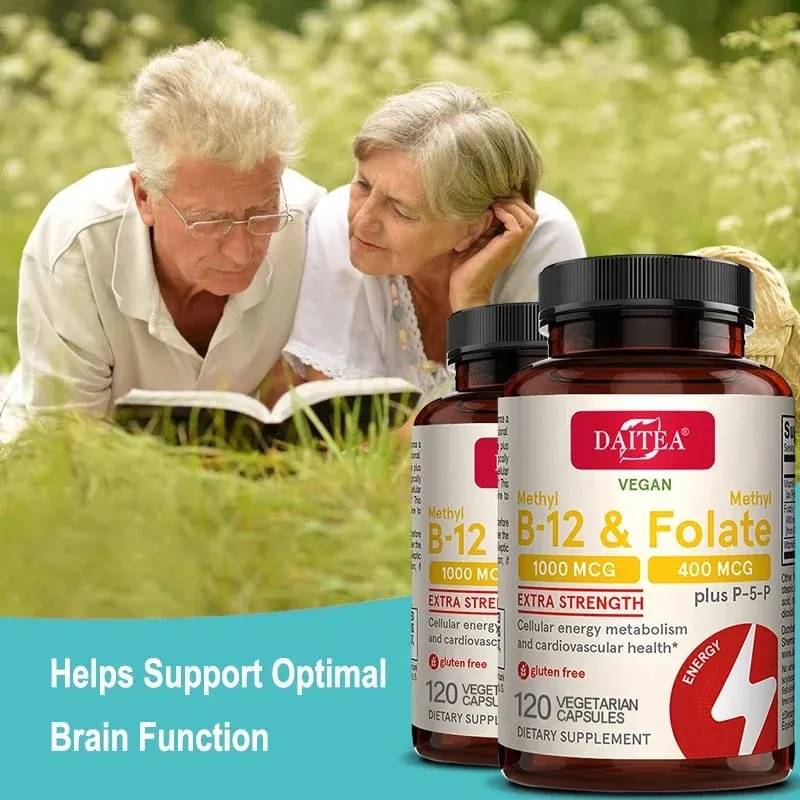 Folic Acid Vitamin B12 and B6 - Supports Brain and Heart Health Energy Production Red Blood Cell and Cardiovascular Health