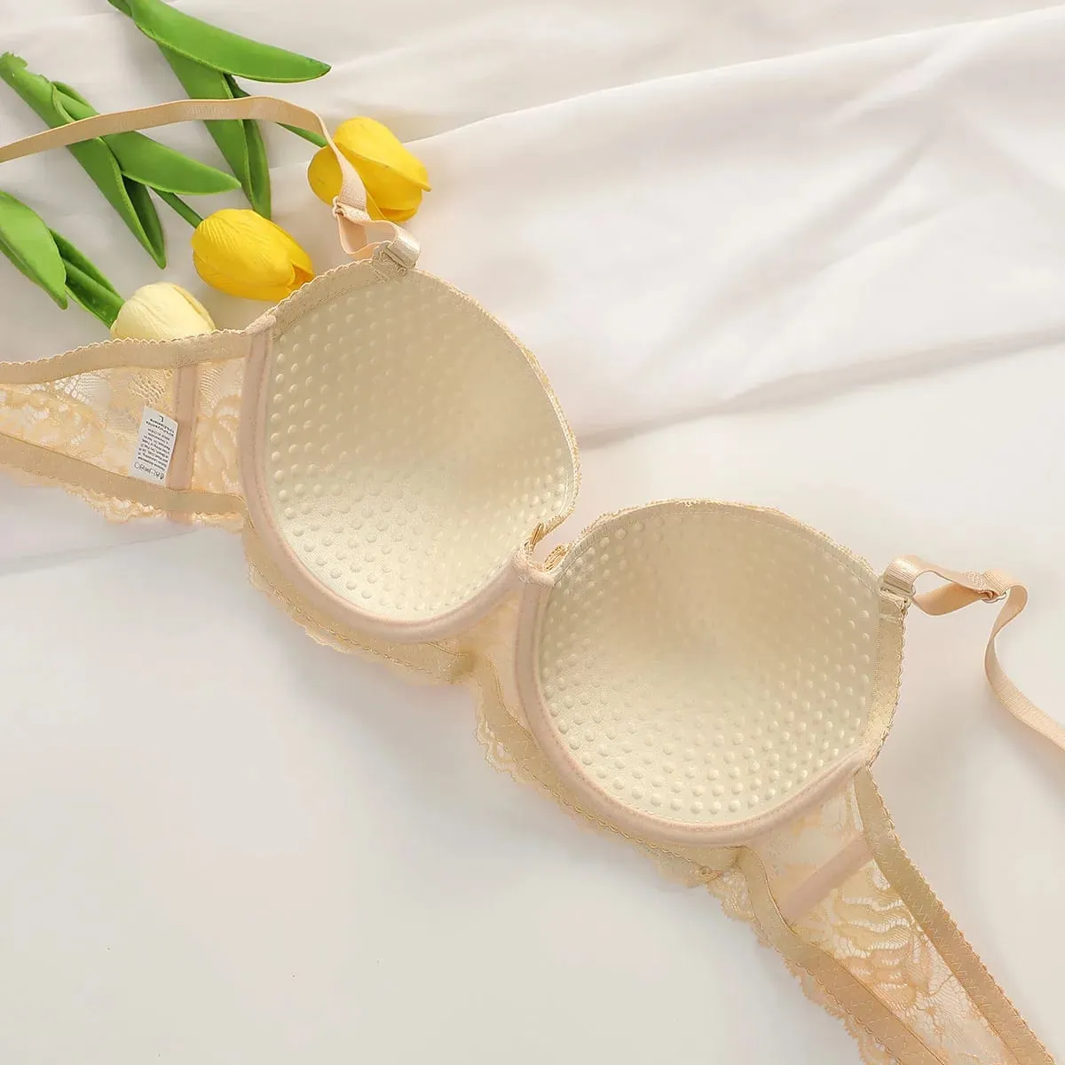 2Pieces Bras and Panty Sets Sexy Lace Transparent Floral Clothing Underwire Push Up Lingeries For Woman