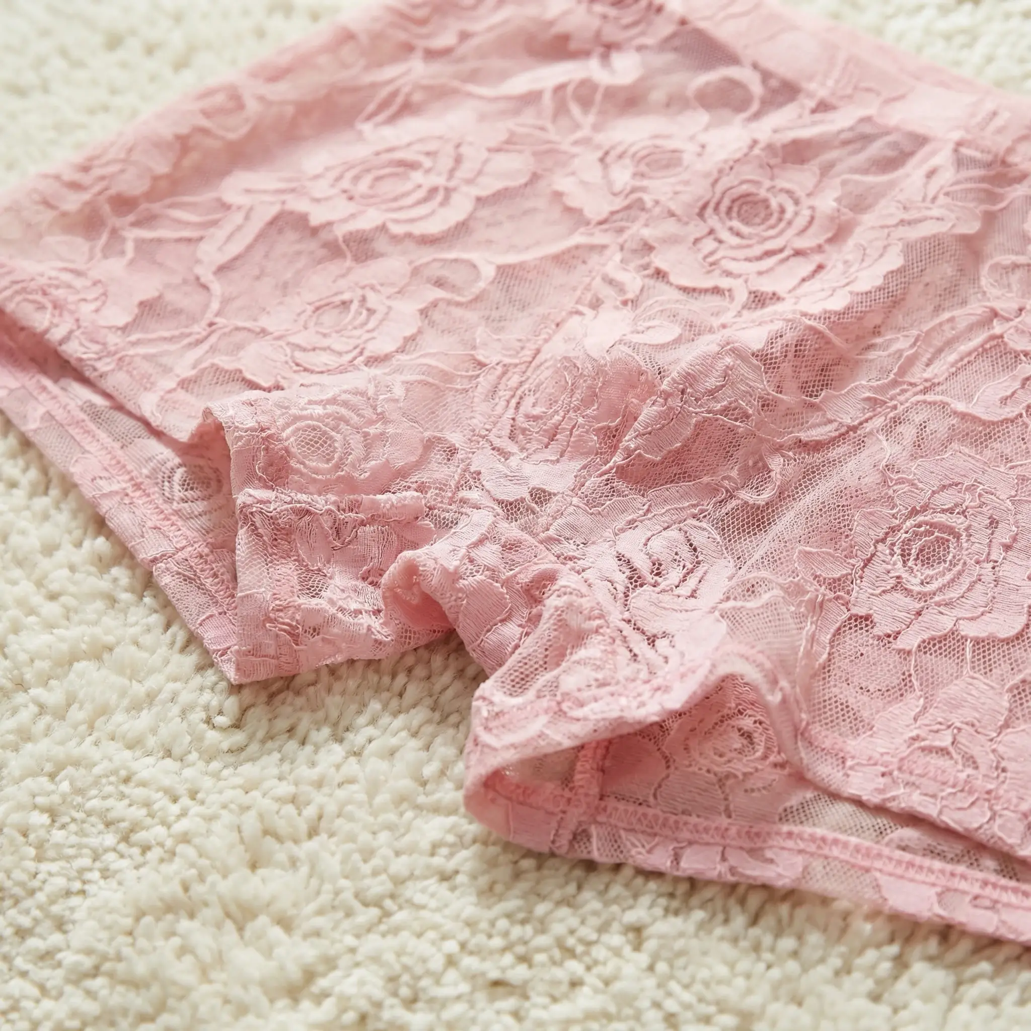1Pc Men's Fashion New Design Sexy Lace Embroidery, High Elasticity Transparent Lace Flat Corner Underwear, Sexy, Ice Silk