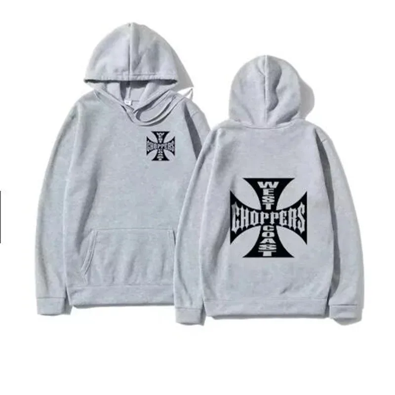West Coast Iron Cross Choppers 인쇄 된 남성 후드 패션 쿨 운동복 남여 패션 양털 Oversize Hoody Street