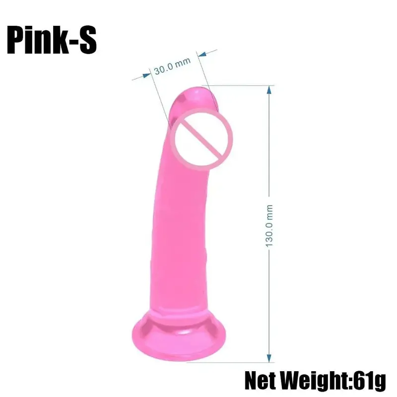 Realistic Small Silicone Jelly Dildo for Women with Suction Cup Strapon Compatible Anal Plug Adult Sex Toy for Women
