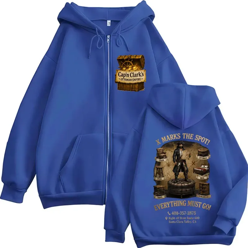 Movie Backrooms Cap'n Clark's Ottoman Empire Pirate Zipper Hoodies Men's Clothing Casual Long Sleeves Zip Up Sweatshirts Jackets