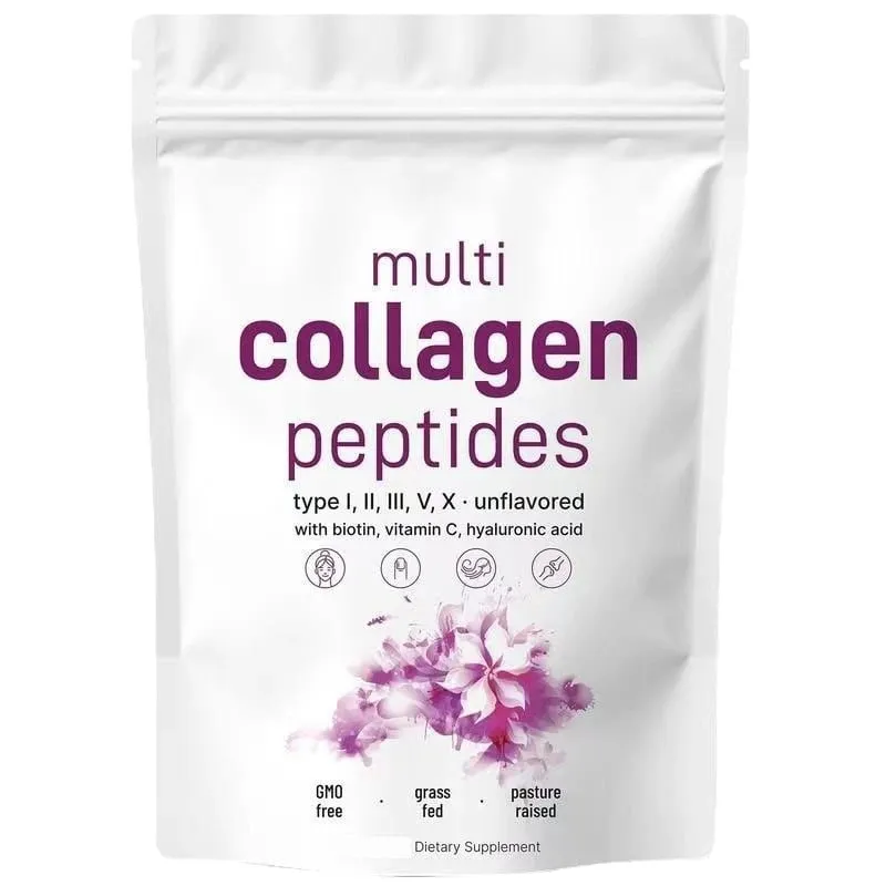 Multi Collagen Peptides Powder Types I II III V with Biotin Vitamin C & Hyaluronic Acid Supports Skin Hair Nails for Men Women