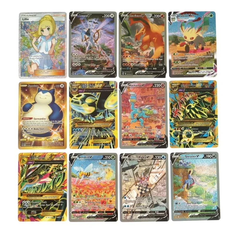60-100st engelska Pokémonkort Holographic EX Vstar Vmax GX Letter Rainbow Arceus Shiny Charizard Mewtwo Evolution kombination