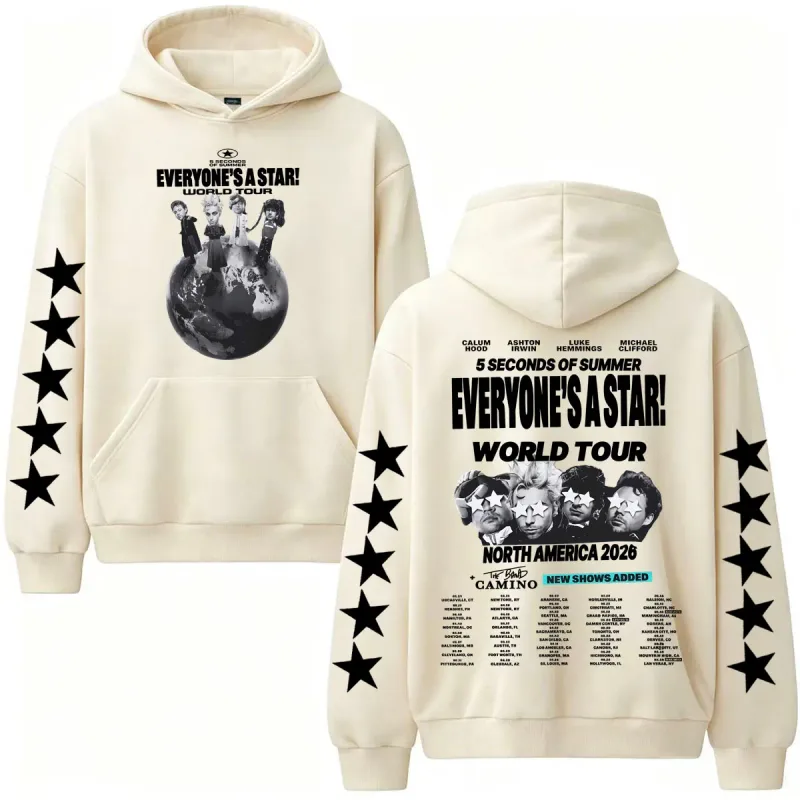5 Seconds of Summer Everyones A Star World Tour Hoodies Men Women Harajuku Hip Hop Street Sweatshirts High Quality Casual Hooded