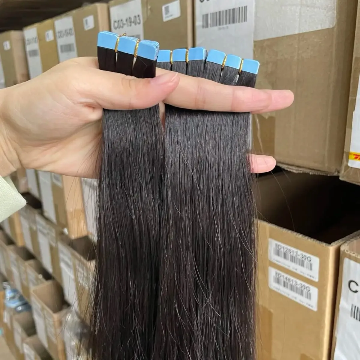 Tape in Human Hair Extensions 12-20 inches Mini Tape Hair Extension Straight 10pcs Machine Remy Invisible Adhesive Tape Hair