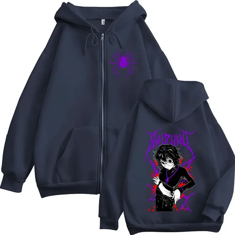 Anime Hunter X Hunter Shizuku Murasaki Zipper Hoodies Men's Women Clothing Oversized Fleece Zip Up Hooded Sweatshirts Streetwear