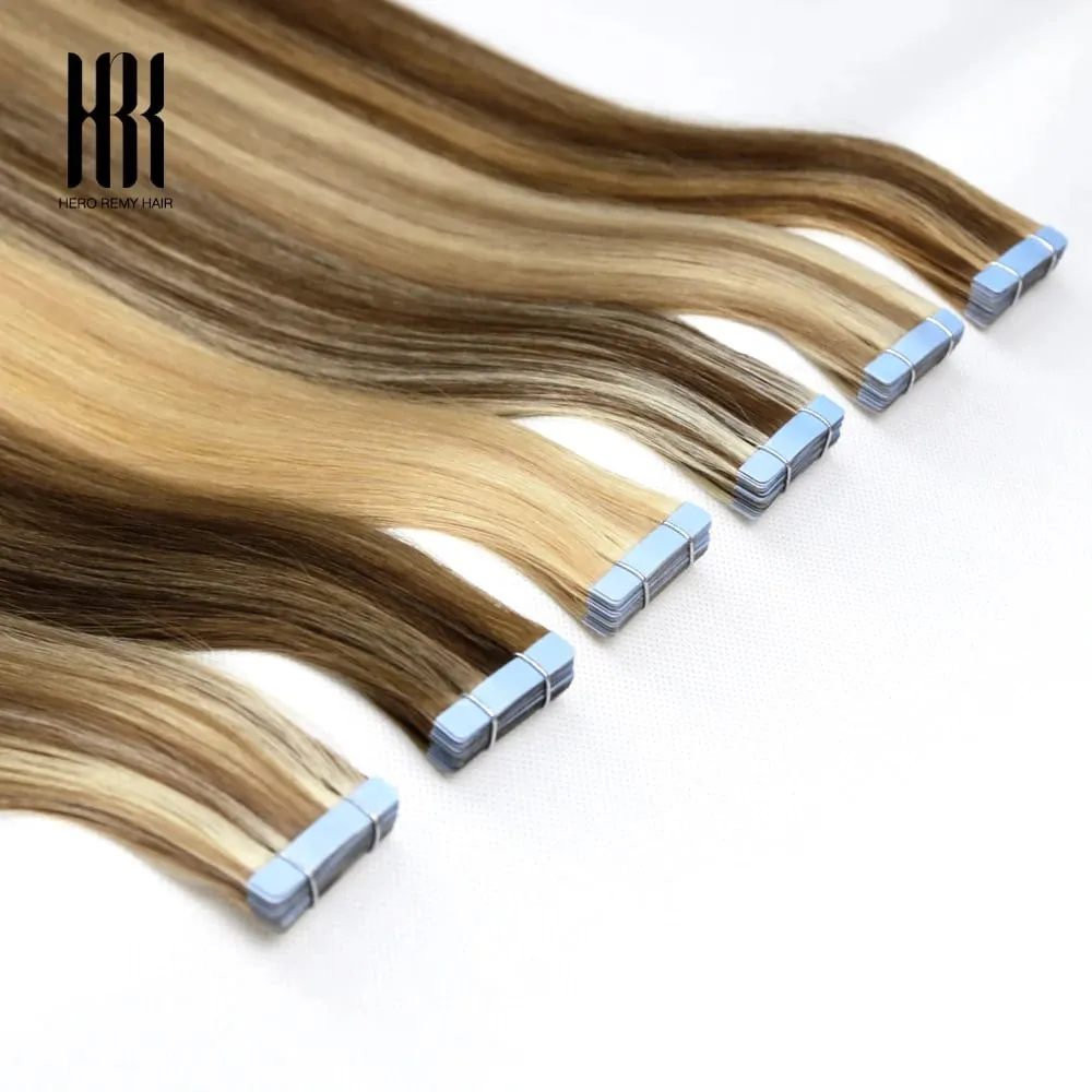 Tape in Hair Extensions Natural Human Hair 100% Invisible Double Sided Tapes On Hair Silky Straight Real Remy Hair Extensions 2g