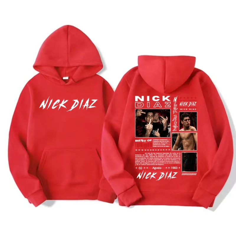 Limited Nick Diaz Retro 90s Style Graphic Hoodies Men's Gothic Violence Aesthetic Sweatshirt Fleece Casual Long Sleeve Pullovers