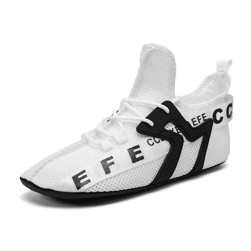 Vita Sneakers Herr Högtopp Bekvämt ventilerande Mesh Fritidsskor Strumpor Skor Stor storlek 47 Utomhus promenadskor för män