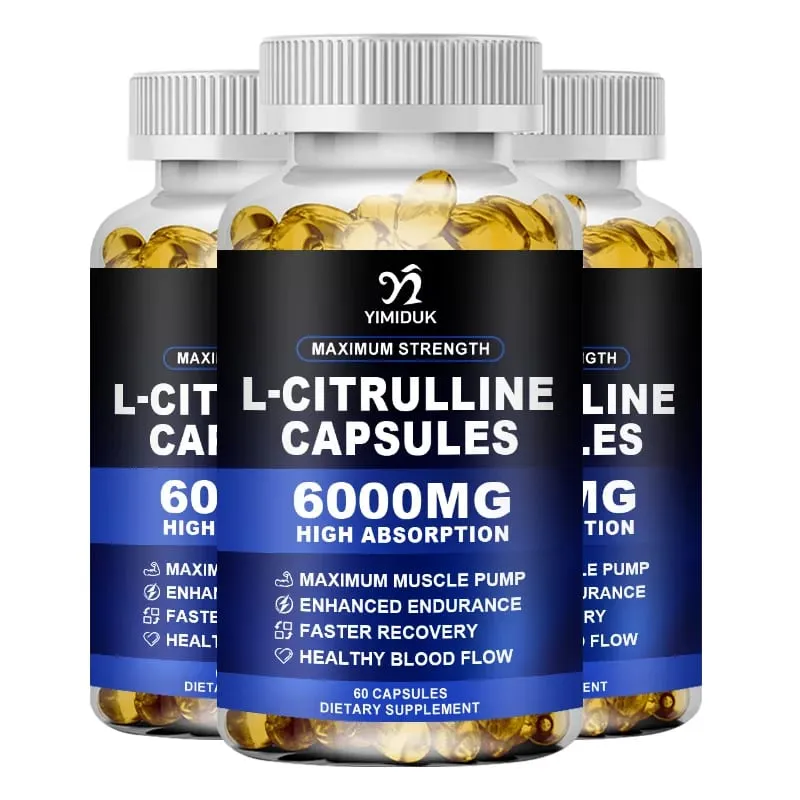 Maximum Strength L-Citrulline Capsules Support Blood Vessels Stamina Muscle Soreness for Bodybuilding & Strength Training