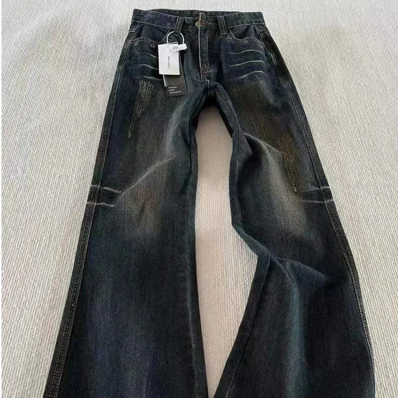 Classic Retro Flare Denim Men's Jeans Bootcut Stretch Cotton Men's Pants Vintage Style Unique Nostalgic Comfort Casual Slim
