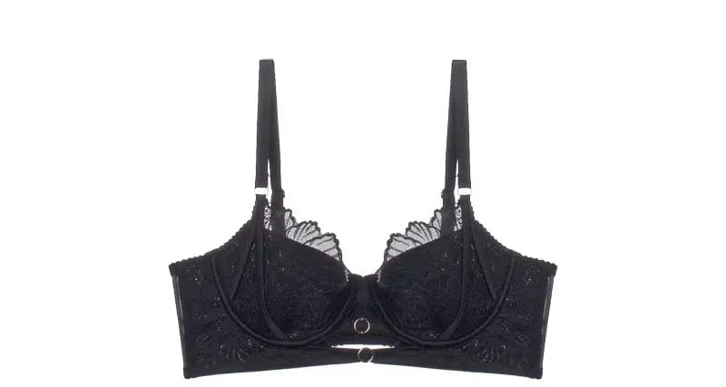 Balconette fehérnemű szett francia csipke - Underwire emelőtámasz a vékony, finom áttetsző bralette Tushy komfort szexi csipke díszítéshez