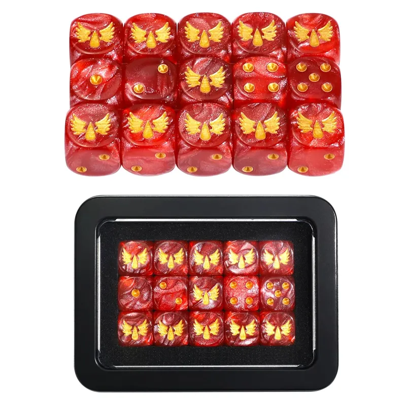 15PCS 16mm/0.63inch D6 Wargaming Dice Set for Tabletop Miniatures Game Damage Tracking Army Faction Themed Dice Tokens