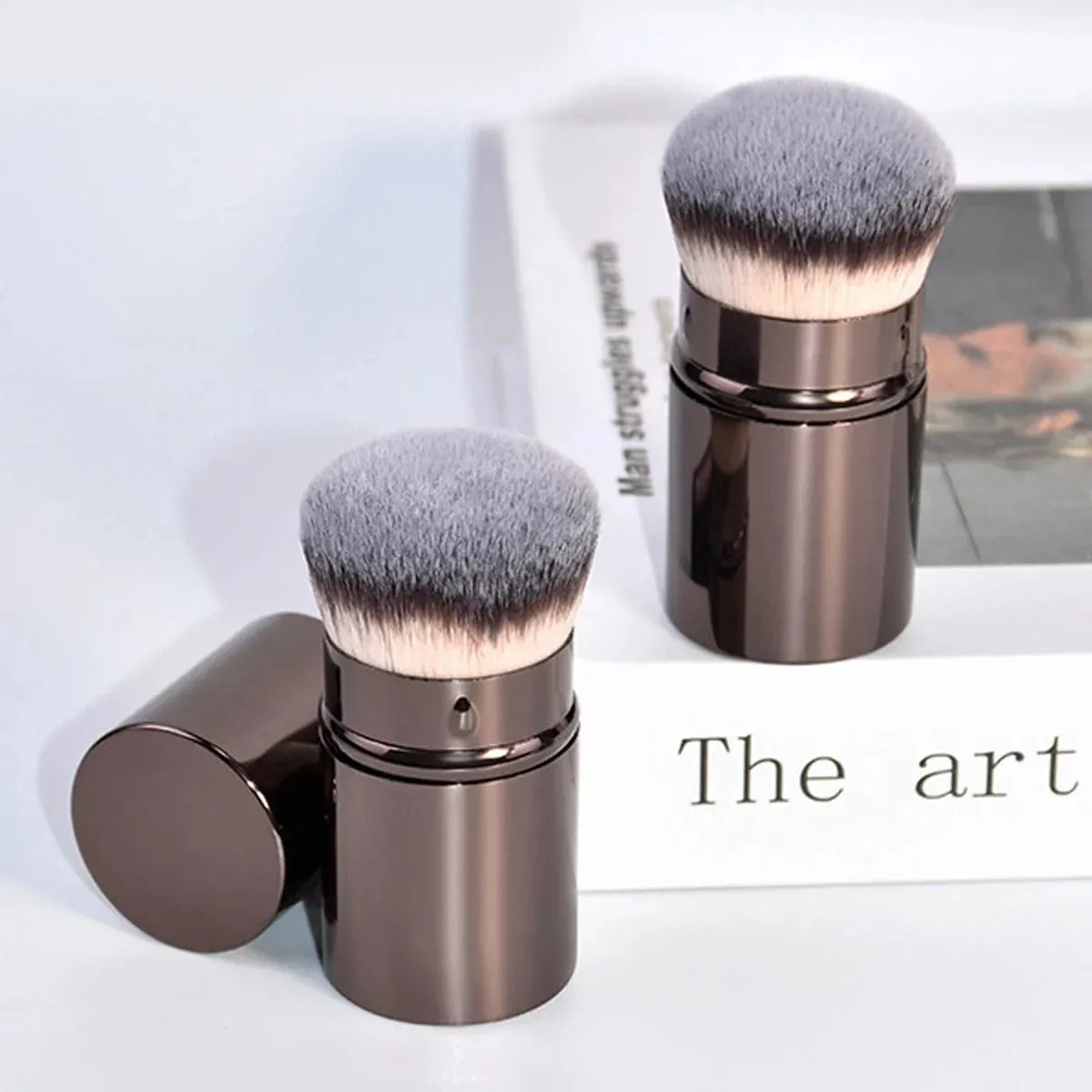 1pc Retractable Blush Brush Kabuki Foundation Brush Soft Fluffy Powder Contour Makeup Brushes Portable Makeup Tools