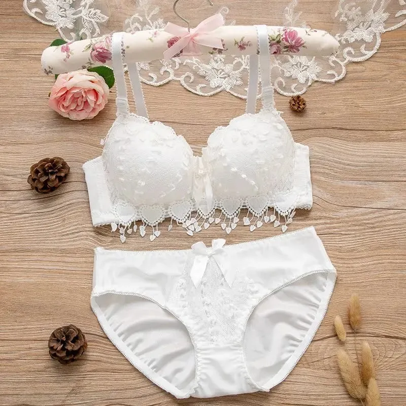Set Bra Jepun Teratas Baru Set Seluar Dalam Renda Wanita Set Bra Sulaman Set Bra Cawan B Bra Tanpa Wayar Bra Push Up Set Pakaian Dalam Seksi
