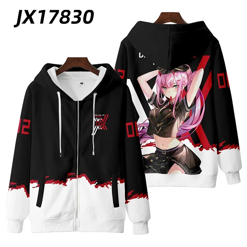 Hot Japan Anime Darling In The Franxx Cosplay Zipper Hoodies 3D Print Men Women Hip Hop Tracksuit Zipper Hoodie Men's Clothing