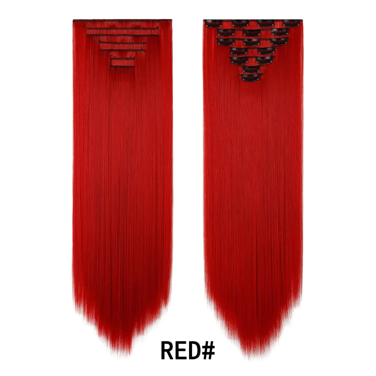 24 Inch Clip-in Hair Extensions 7 Pcs Long Straight Synthetic Hair Extensions Invisible Clip-ins Hairpieces for Women Daily