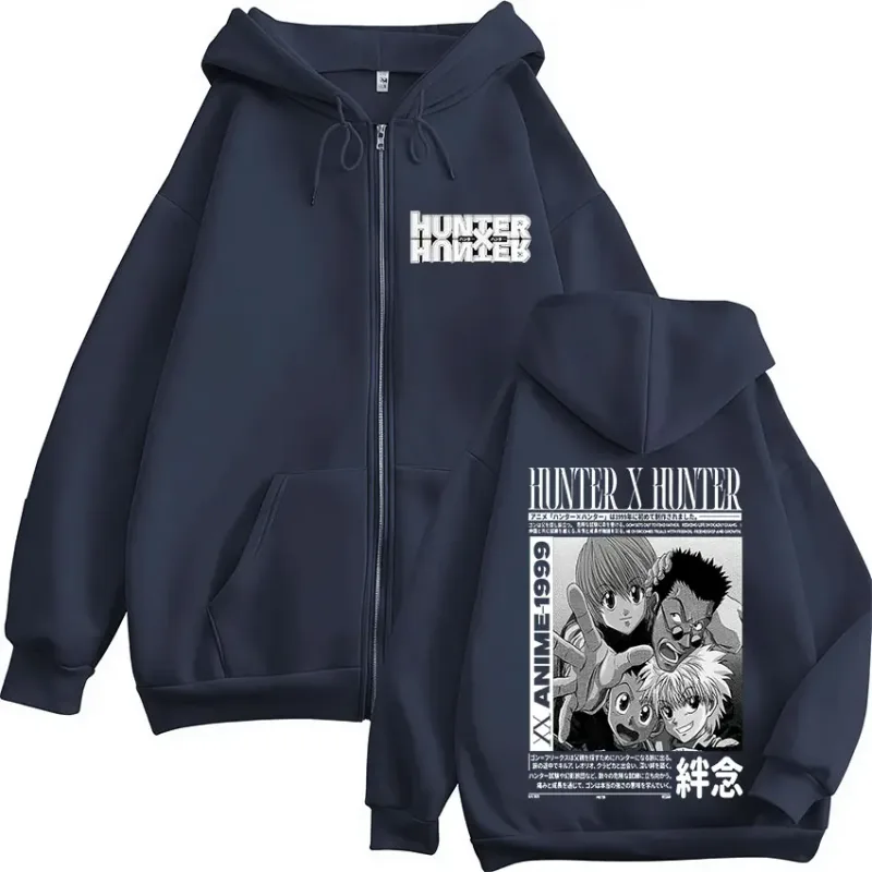 Anime Hunter X Hunter Kurapika Killua Zoldyck GON FREECSS Leorio Zipper Hoodies Men Women Zip Up Hooded Sweatshirts Jackets