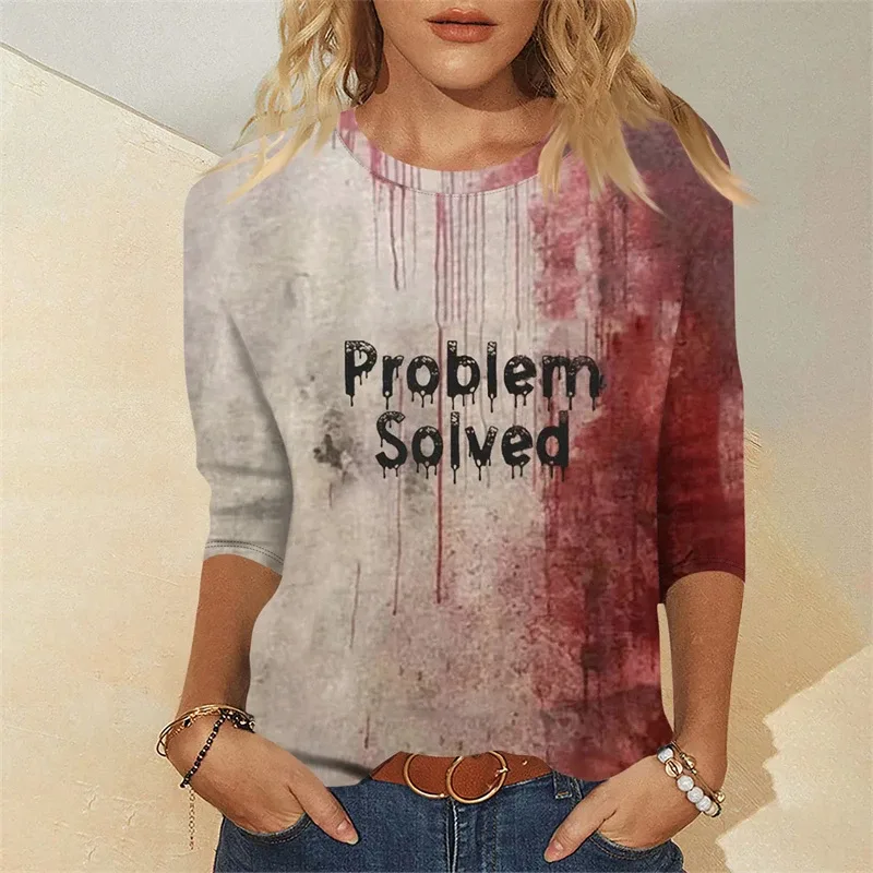 بلوزات جرافيك دم الإرهاب تصميم حفلات الهالوين ملابس نسائية أنا بخير سترة نسائية دموية رعب بلوفرات Y2k للسيدات