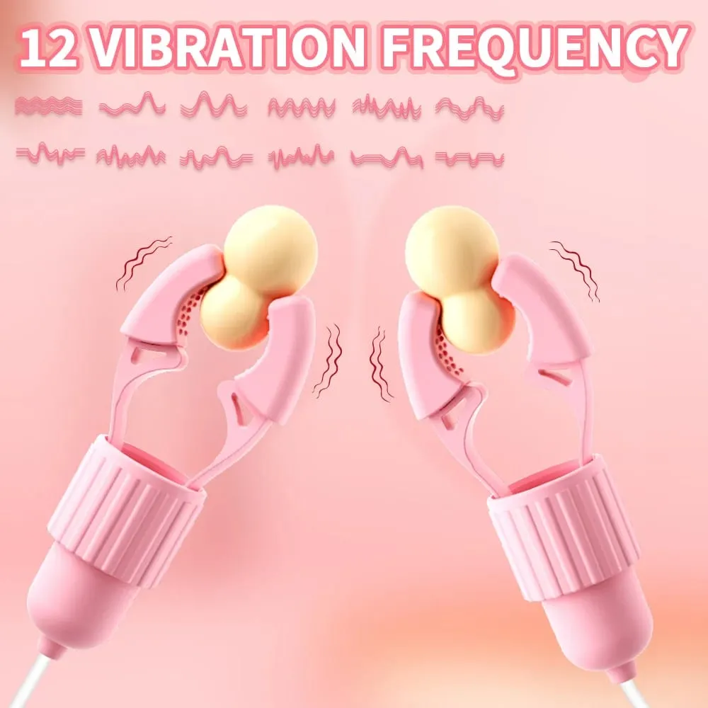 Vibrating Nipple Clamp Tongue Licking Sucking Vibrator For Women Breast Massage Labia Clitoris Clip Stimulation Massager Sex Toy