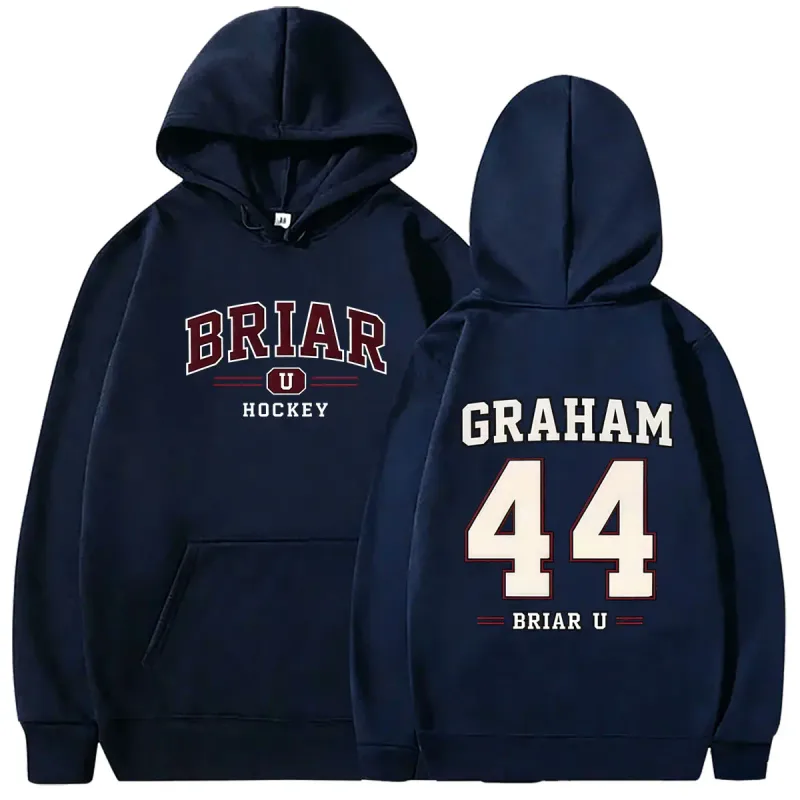 Di Luar Kampus Briar University Hockey Graham 44 Hoodie Grafis Pria Wanita Vintage Kaus Kebesaran Pria Fashion Pullover Hoodies